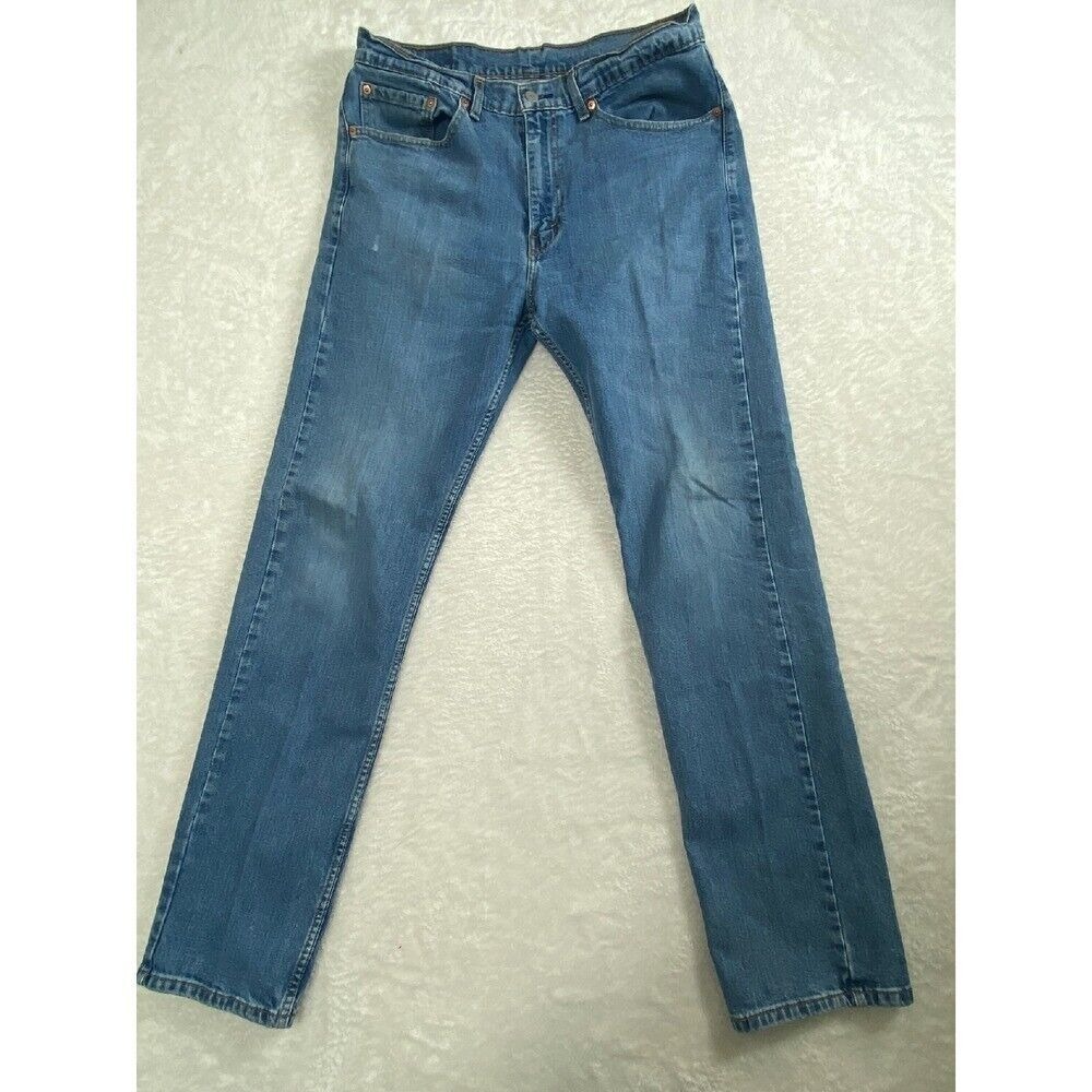 Levi's 505 Blank Red Tab Straight Leg Jeans Light Wash Denim Pants W34 L34